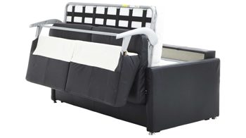 Schlafsofa comfortmaster besser sitzen, liegen, leben aus Leder in Schwarz Comfortmaster Schlafsofa Molto mit Faltbett-Funktion bzw. Polstermöbel schwarzes Leder 10-1014 & verchromte Metallfüße - Breite ca. 188 cm