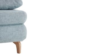 Schlafsofa Restyl aus Stoff in Hellblau Schlafsofa Rob eisblauer Bezug 55-6451 & Eichenholzfüße
