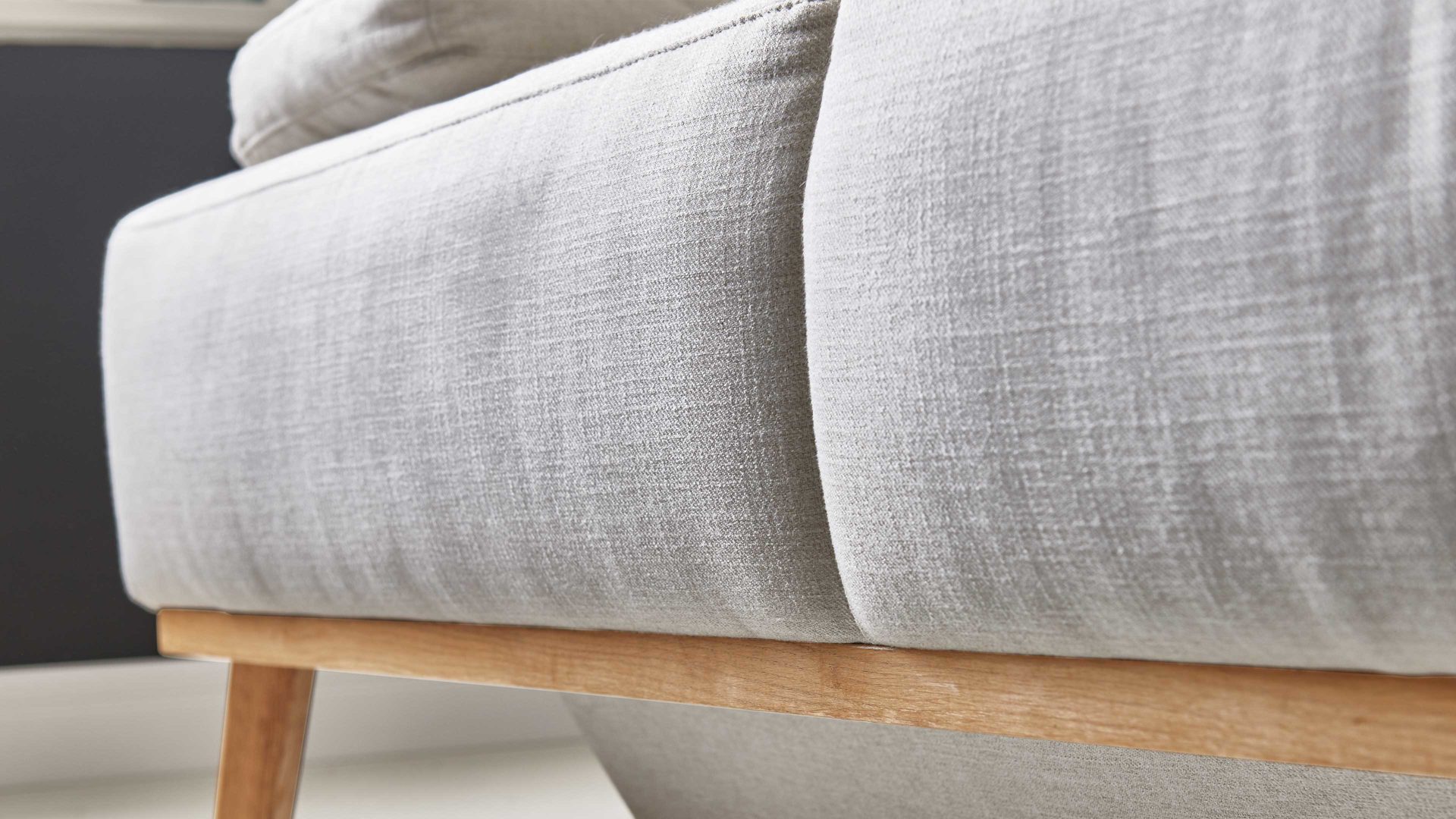 Schlafsofa Restyl aus Stoff in Beige Schlafsofa Patti naturfarbener Bezug 2-6920 & Holzfüße - Länge ca. 200 cm