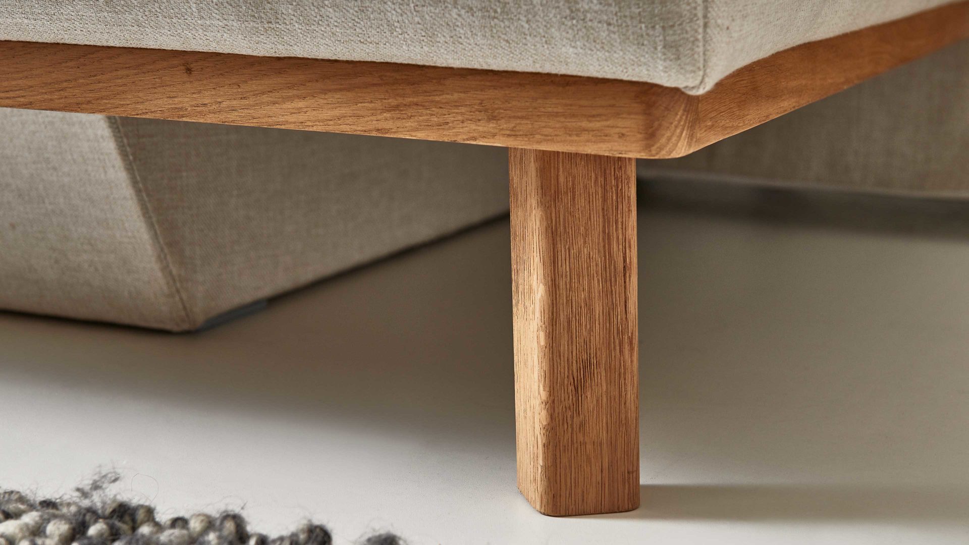 Schlafsofa Restyl aus Stoff in Beige Schlafsofa Patti naturfarbener Bezug 2-6920 & Holzfüße - Länge ca. 200 cm