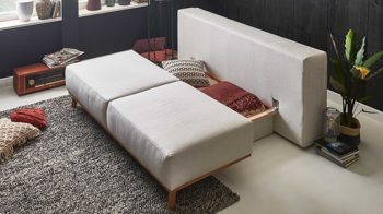 Schlafsofa Restyl aus Stoff in Beige Schlafsofa Patti naturfarbener Bezug 2-6920 & Holzfüße - Länge ca. 200 cm