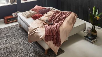 Schlafsofa Restyl aus Stoff in Beige Schlafsofa Patti naturfarbener Bezug 2-6920 & Holzfüße - Länge ca. 200 cm