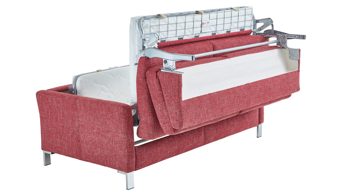 Schlafsofa comfortmaster besser sitzen, liegen, leben aus Stoff in Rot Comfortmaster Faltbett-Schlafsofa Evita roter Webstoff 2-6933 & Chromfüße