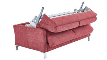 Schlafsofa comfortmaster besser sitzen, liegen, leben aus Stoff in Rot Comfortmaster Faltbett-Schlafsofa Evita roter Webstoff 2-6933 & Chromfüße