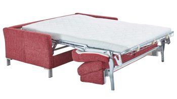 Schlafsofa comfortmaster besser sitzen, liegen, leben aus Stoff in Rot Comfortmaster Faltbett-Schlafsofa Evita roter Webstoff 2-6933 & Chromfüße