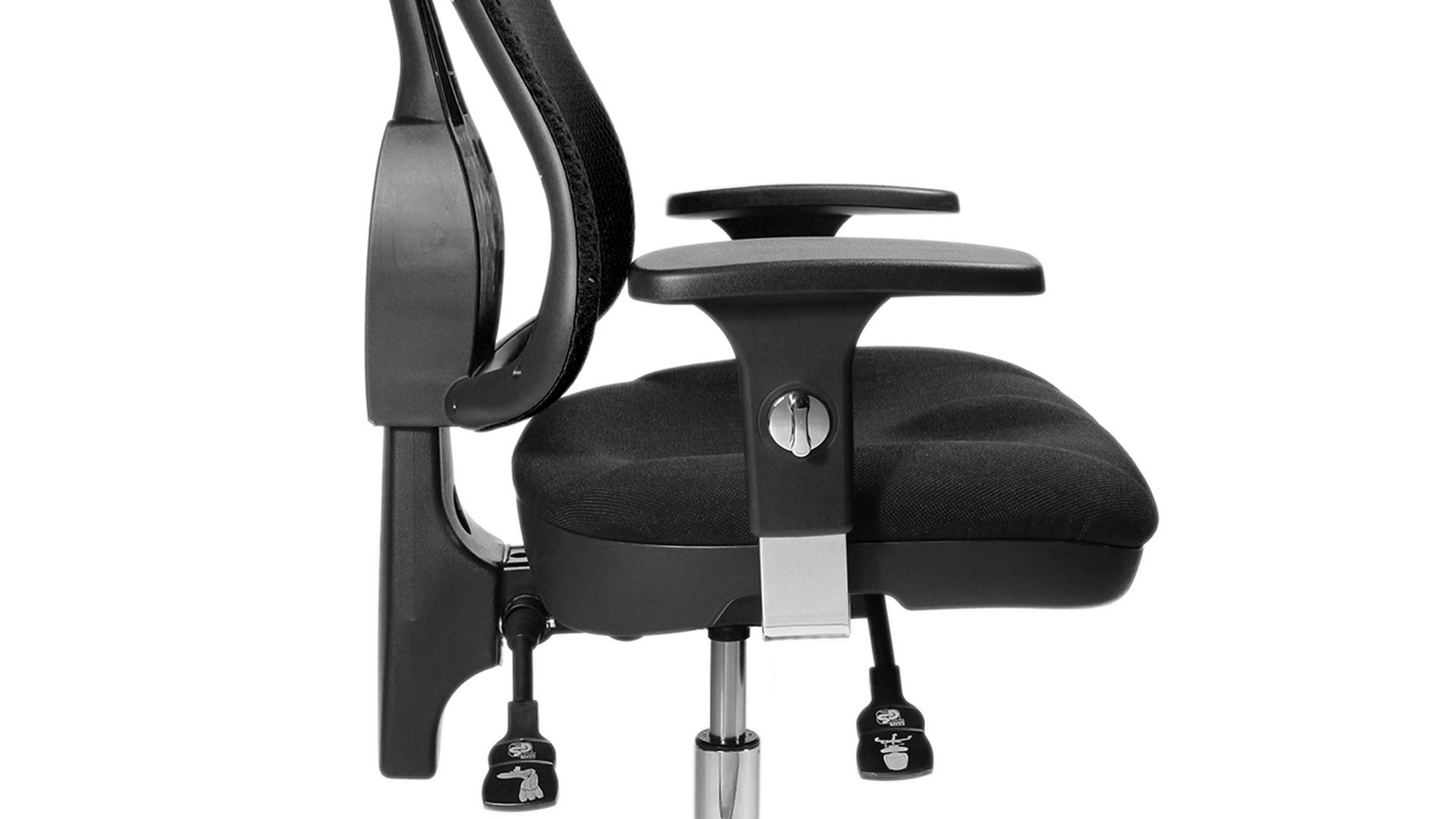 Drehstuhl OrthoSedis aus Textil in Schwarz Komfort-Drehstuhl Orthosedis 75 mit taillierter Netz-Rückenlehne Schwarz & Chrom