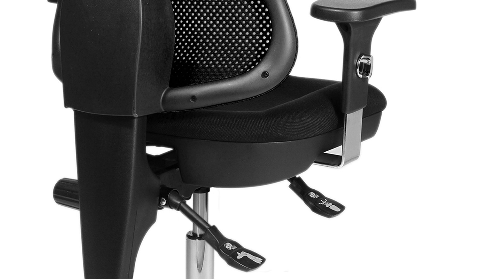 Drehstuhl OrthoSedis aus Textil in Schwarz Komfort-Drehstuhl Orthosedis 75 mit taillierter Netz-Rückenlehne Schwarz & Chrom