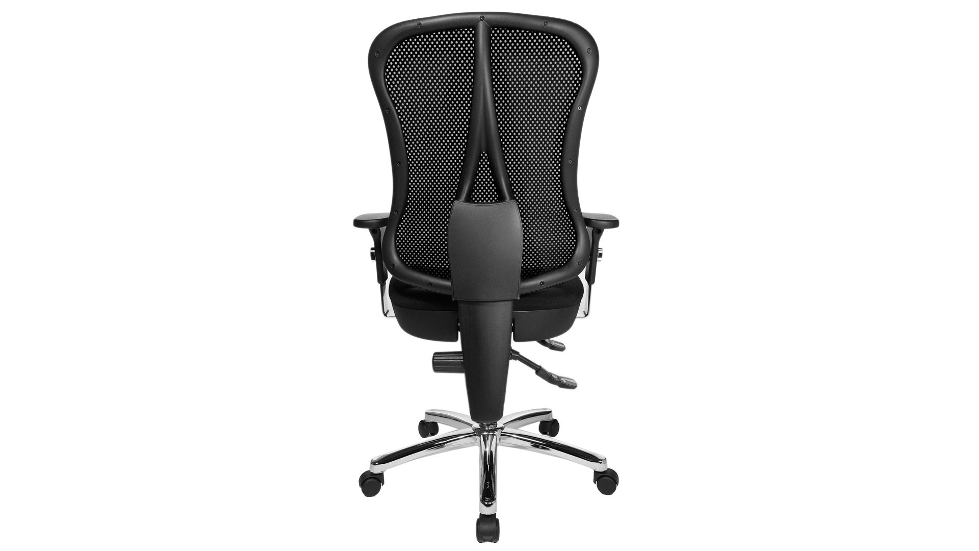 Drehstuhl OrthoSedis aus Textil in Schwarz Komfort-Drehstuhl Orthosedis 75 mit taillierter Netz-Rückenlehne Schwarz & Chrom