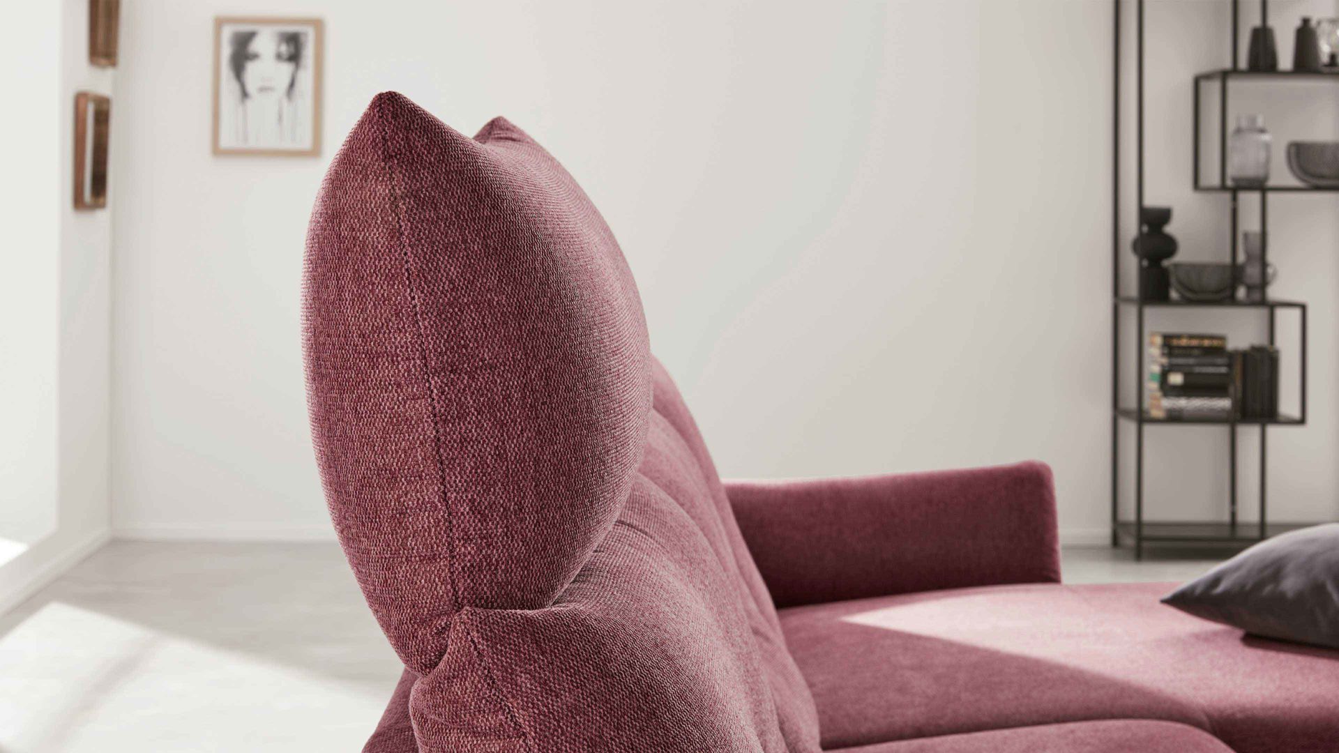 Kopfstütze Interliving aus Stoff in Pink Interliving Sofa Serie 4400 - Kopfstütze 87-102 pastellvioletter Bezug GCP 8 - Breite ca. 102 cm