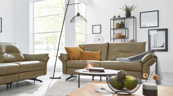 Zweisitzer Interliving aus Leder in Grün Interliving Sofa Serie 4400 - Zweisitzer olivgrünes Leder EVI 33 - Breite ca. 214 cm