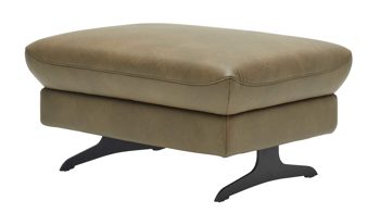 Polsterhocker Interliving aus Leder in Grün Interliving Sofa Serie 4400 - Hocker 57-81 olivgrünes Leder EVI 33 - ca. 88 x 67 cm