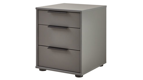 Nachtkommode Wiemann | oeseder aus Holz in Dunkelgrau Kleiderschrankprogramm Phoenix – Nachtkommode Lava & Schwarz - drei Schübe, ca. 40 x 48 cm