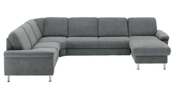 Ecksofa modulmaster aus Stoff in Blau Modulmaster MM-ZE1129 - Wohnlandschaft denimfarbene Chenille Charly & Alufüße - Stellfläche ca. 243 x 341 cm