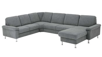 Ecksofa modulmaster aus Stoff in Blau Modulmaster MM-ZE1129 - Wohnlandschaft denimfarbene Chenille Charly & Alufüße - Stellfläche ca. 243 x 341 cm