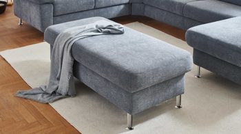 Funktionshocker modulmaster aus Stoff in Blau Modulmaster MM-ZE1129- XXL-Funktionshocker denimfarbene Chenille Charly & Alufüße - ca. 132 x 68 cm