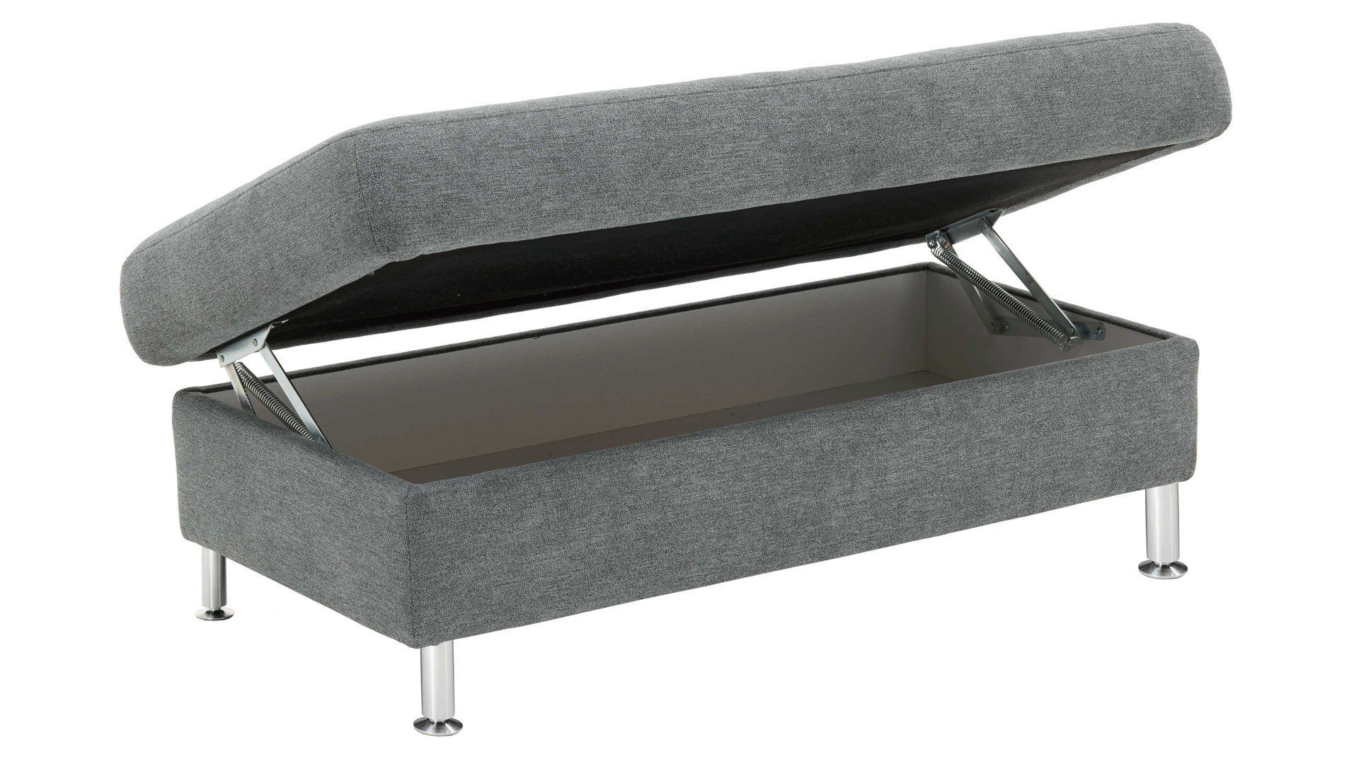 Funktionshocker modulmaster aus Stoff in Blau Modulmaster MM-ZE1129- XXL-Funktionshocker denimfarbene Chenille Charly & Alufüße - ca. 132 x 68 cm