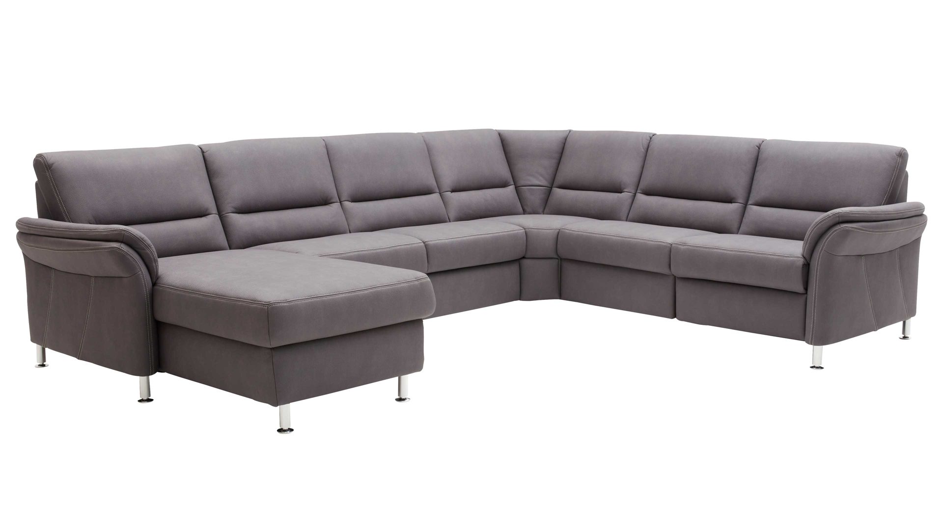 Ecksofa modulmaster aus Stoff in Grau Modulmaster MM-ZE1049 - Wohnlandschaft graue Mikrofaser Mammut &amp; Metallfüße – Stellfläche ca. 304 x 236 cm