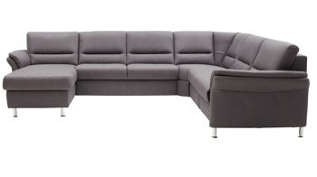 Ecksofa modulmaster aus Stoff in Grau Modulmaster MM-ZE1049 - Wohnlandschaft graue Mikrofaser Mammut &amp; Metallfüße – Stellfläche ca. 304 x 236 cm