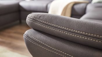 Ecksofa modulmaster aus Stoff in Grau Modulmaster MM-ZE1049 - Wohnlandschaft graue Mikrofaser Mammut &amp; Metallfüße – Stellfläche ca. 304 x 236 cm