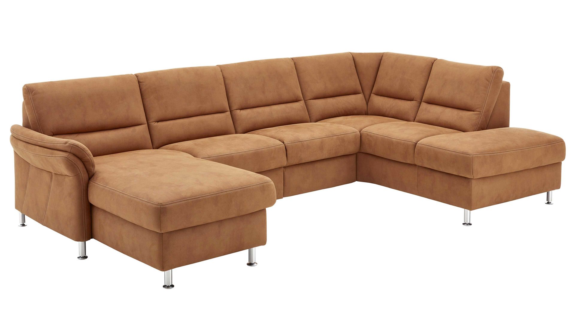 Ecksofa modulmaster aus Stoff in Orange Modulmaster MM-ZE1049 - Wohnlandschaft zimtfarbener Bezug Deluxe – Stellfläche ca. 316 x 203 cm