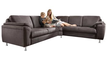 Ecksofa modulmaster aus Stoff in Dunkelbraun Modulmaster MM-ZE1002 - Ecksofa schokofarbene Mikrofaser Holiday & Chromfüße - Stellfläche ca. 276 x 246 cm