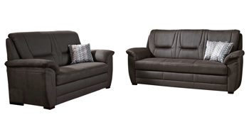 3-2 (auch 2,5) modulmaster aus Stoff in Dunkelbraun Modulmaster Polstergarnitur MM-PP1013 mit Federkern nougatfarbene Mikrofaser Holiday & antikfarbene Holzfüße – zweiteilig