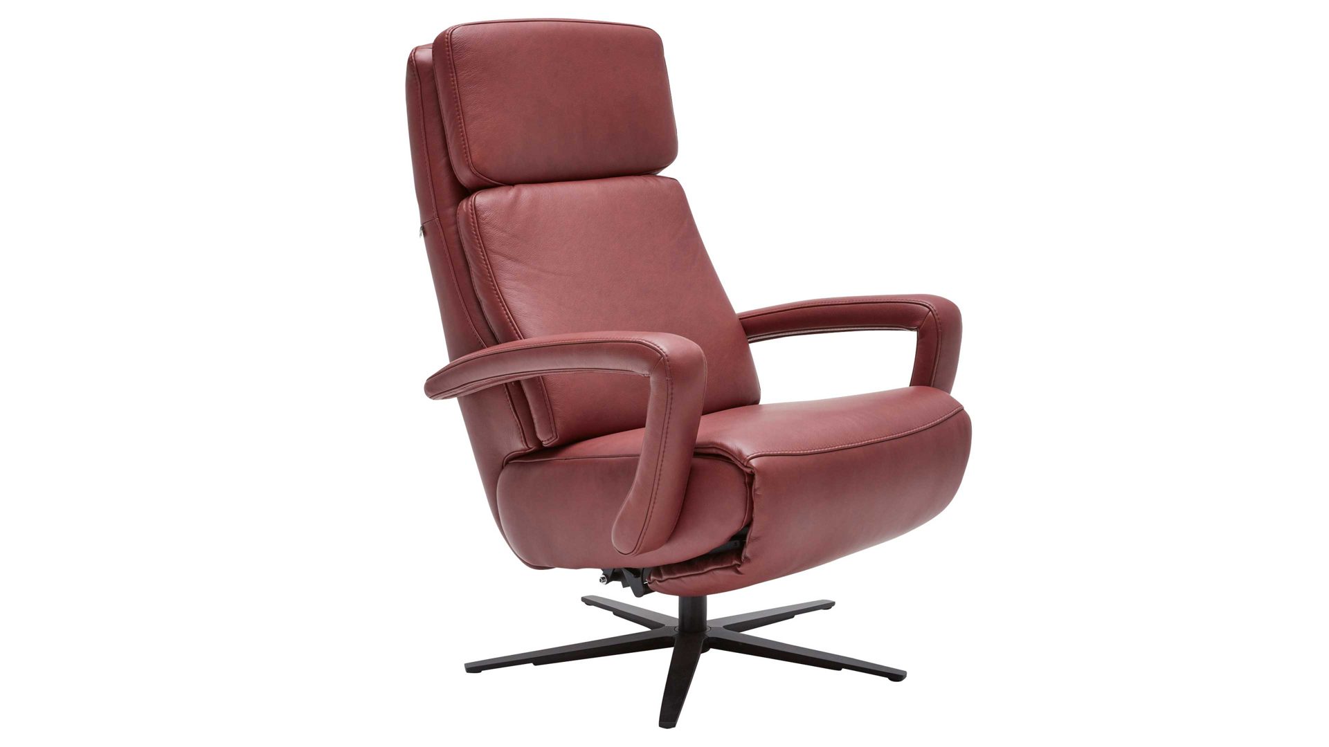 Relaxsessel Interliving aus Leder in Dunkelrot Interliving Sessel Serie 4541 – Relaxsessel manuell - barolofarbenes LongLife-Leder Rodeo & Sternfuß V4S