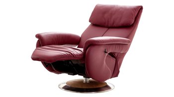 Relaxsessel comfortmaster besser sitzen, liegen, leben aus Leder in Dunkelrot Comfortmaster 7304 - Easy-Swing-Sessel 32D ochsenblutrotes LongLife-Leder Rustika & Holz-Tellerfuß