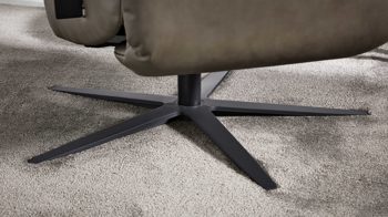 Relaxsessel Interliving aus Leder in Grau Interliving Sessel Serie 4541– Relaxsessel motorisch - steingraues LongLife-Leder Vivre & Sternfuß V4S