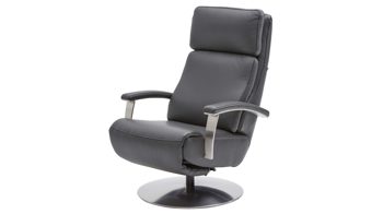 Relaxsessel Interliving aus Leder in Anthrazit Interliving Sofa Serie 4541 – Relaxsessel manuell - anthrazitfarbenes Leder Credo & Tellerfuß V6