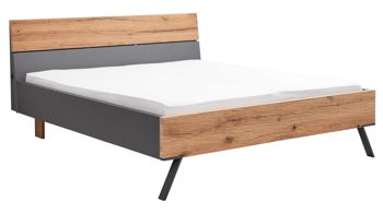 Komplettzimmer Interliving aus Holz in Dunkelgrau Interliving Schlafzimmer Serie 1025 – Komplettzimmer mit Bettbank & weiteren Extras Graphit & Balkeneiche gehackt - Liegefläche ca. 180 x 200 cm