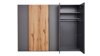 Kleiderschrank Interliving aus Holz in Dunkelgrau Interliving Schlafzimmer Serie 1025 – Kleiderschrank 530062 Graphit & Balkeneiche gehackt - sechs Türen, Breite ca. 299 cm