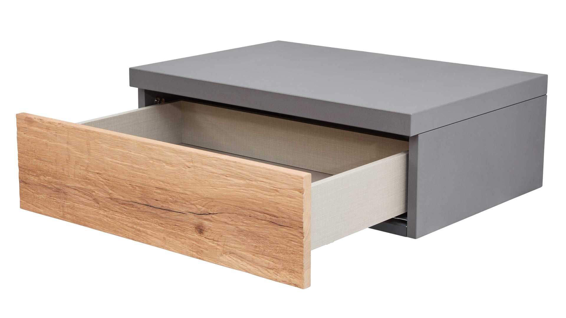 Komplettzimmer Interliving aus Holz in Dunkelgrau Interliving Schlafzimmer Serie 1025 – Komplettzimmer 530001 mit Beleuchtung Graphit & Balkeneiche gehackt - Liegefläche ca. 180 x 200 cm