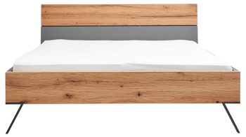 Bettgestell Interliving aus Holz in Dunkelgrau Interliving Schlafzimmer Serie 1025 – Bettgestell 530351 Liegefläche ca. 200 x 200 cm - Graphit & Balkeneiche gehackt