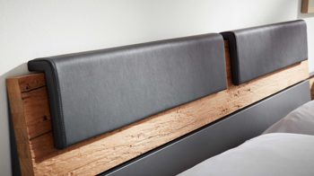 Kissen-Set Interliving aus Stoff in Dunkelgrau Interliving Schlafzimmer Serie 1025 – Kopfteilpolster-Set Länge ca. 92 cm - graphitfarbenes Kunstleder