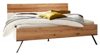 Bettgestell Interliving aus Holz in Weiß Interliving Schlafzimmer Serie 1025 – Bettgestell Weiß & Balkeneiche gehackt - Liegefläche ca. 160 x 200 cm