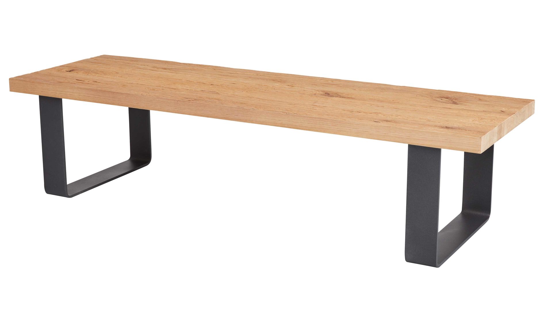 Polsterbank Interliving aus Stoff in Dunkelgrau Interliving Schlafzimmer Serie 1025 – Bettbank 530770 graphitfarbenes Kunstleder & Balkeneiche gehackt - Länge ca. 140 cm