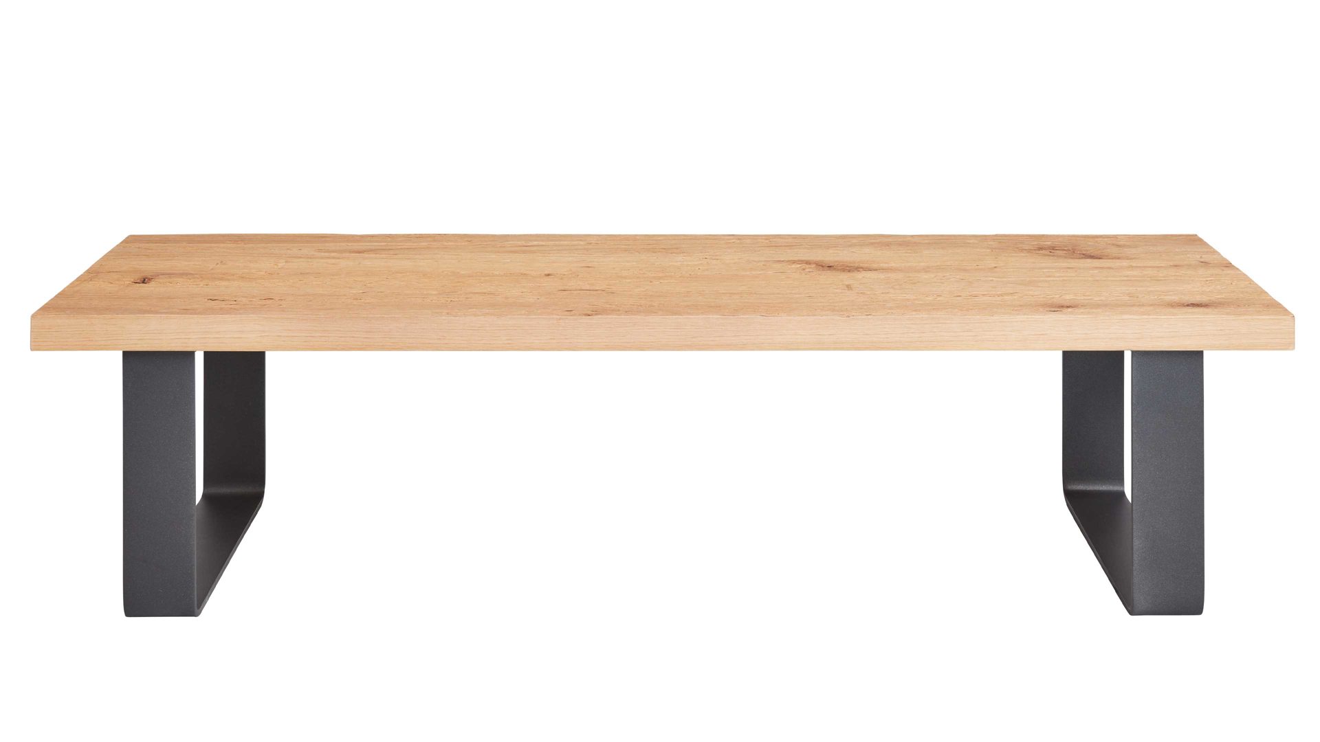 Polsterbank Interliving aus Stoff in Dunkelgrau Interliving Schlafzimmer Serie 1025 – Bettbank graphitfarbenes Kunstleder & Balkeneiche gehackt - Länge ca. 140 cm