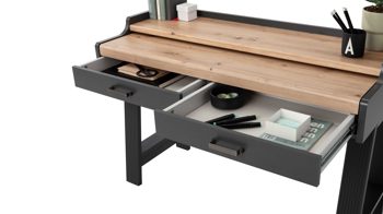 Sekretär Innostyle aus Holz in Dunkelgrau Sekretär Jasmin Graphit & Artisan Eiche