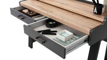 Sekretär Innostyle aus Holz in Dunkelgrau Sekretär Jasmin Graphit & Artisan Eiche