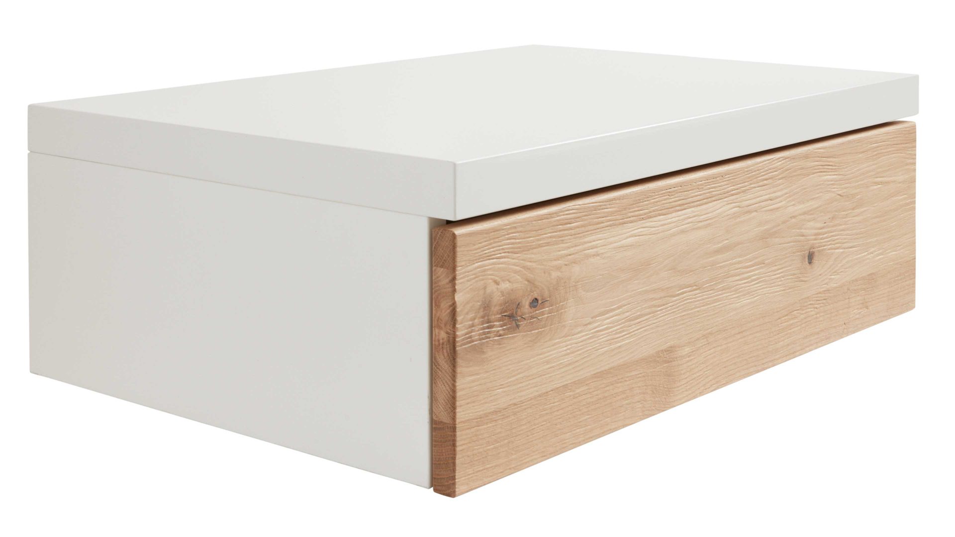 Komplettzimmer Interliving aus Holz in Holzfarben Interliving Schlafzimmer Serie 1019 – Komplettzimmer Wildeiche & weißer Mattlack – vierteilig, Liegefläche ca. 180 x 200 cm