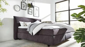 Boxspringbett Interliving aus Stoff in Dunkelgrau Interliving Bettsystem Serie 1414 - Boxspringbett Variante 1 dunkelgrauer Stoffbezug ENF 09 - Liegefläche ca. 180 x 200 cm
