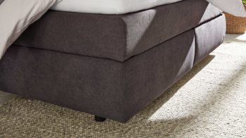 Boxspringbett Interliving aus Stoff in Dunkelgrau Interliving Bettsystem Serie 1414 - Boxspringbett Variante 2 dunkelgrauer Stoffbezug ENF 09 - Liegefläche ca. 160 x 200 cm