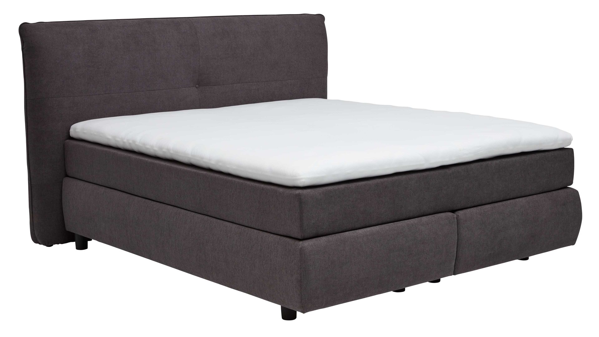 Boxspringbett Interliving aus Stoff in Dunkelgrau Interliving Bettsystem Serie 1414 - Boxspringbett dunkelgrauer Stoffbezug ENF 09 - Liegefläche ca. 160 x 200 cm