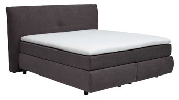 Boxspringbett Interliving aus Stoff in Dunkelgrau Interliving Bettsystem Serie 1414 - Boxspringbett dunkelgrauer Stoffbezug ENF 09 - Liegefläche ca. 180 x 200 cm