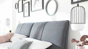 Polsterbett Interliving aus Stoff in Grau Interliving Bettsystem Serie 1414 - Polsterbett elefantgrauer Stoffbezug ENF 29 - Liegefläche ca. 180 x 200 cm