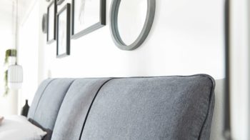 Polsterbett Interliving aus Stoff in Grau Interliving Bettsystem Serie 1414 - Polsterbett elefantgrauer Stoffbezug ENF 29 - Liegefläche ca. 180 x 200 cm