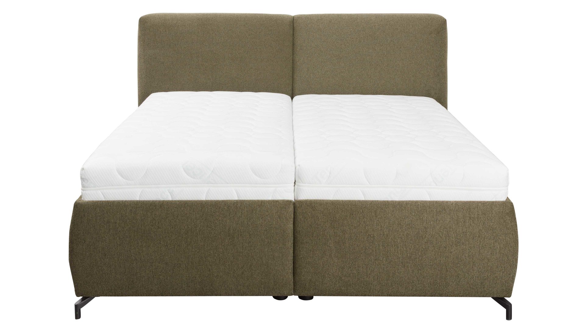 Polsterbett Interliving aus Stoff in Dunkelgrün Interliving Bettsystem Serie 1414 - Polsterbett Variante 4 olivgrüner Stoffbezug GCP 333 - Liegefläche ca. 180 x 200 cm