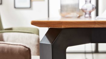 Auszugtisch Interliving aus Holz in Holzfarben Interliving Esszimmer Serie 5111 – Auszugtisch Charakter-Eiche & schwarzes Eisen – ca. 200-280 x 100 cm