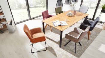 Auszugtisch Interliving aus Holz in Holzfarben Interliving Esszimmer Serie 5111 – Auszugtisch 6813-79 Charakter-Eiche & schwarzes Eisen – ca. 180-260 x 100 cm